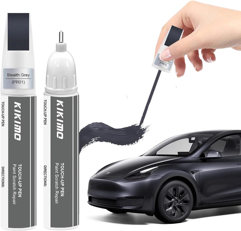 KIKIMO for Tesla Touch Up Paint(Stealth Grey(PN01)), Car Paint Repair Kit for Tesla Model Y/3/S/X, 2 In 1 Scratches Repair with Pen Tip and Brush, Color-Matched for Quick & Easy Fix - Image 1